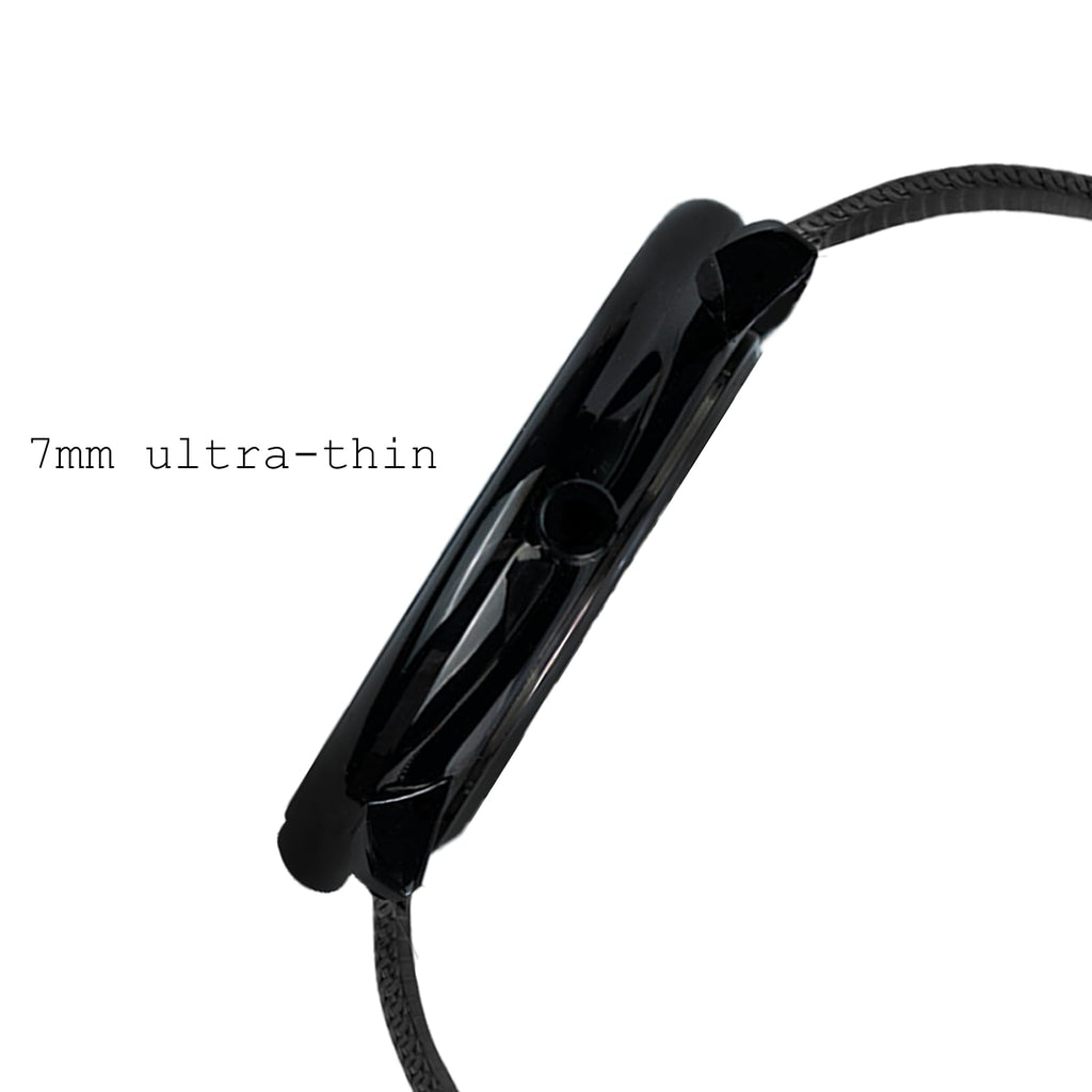 Mens Watches Ultra-Thin Minimalist Waterproof-Fashion Wrist Watch for Men Unisex Dress with Stainless Steel Band-Black Hands