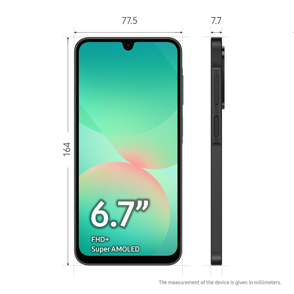 SAMSUNG Galaxy A26 5G 2025 with AI | 256GB, 8GB, Dual SIM | 6.7" 120Hz AMOLED, IP67 Water Resistant, Android 15 | International Model Factory Unlocked for T-Mobile, Global | 25W Charger Bundle (Black)