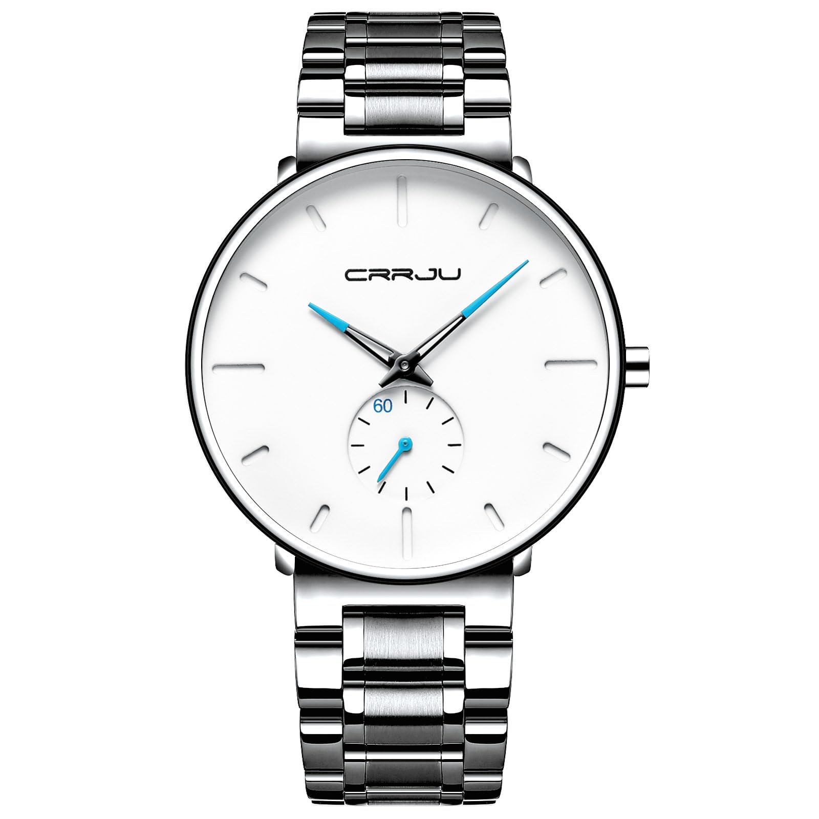 Mens Watches Ultra-Thin Minimalist Waterproof-Fashion Wrist Watch for Men Unisex Dress with Stainless Steel Band-Black Hands