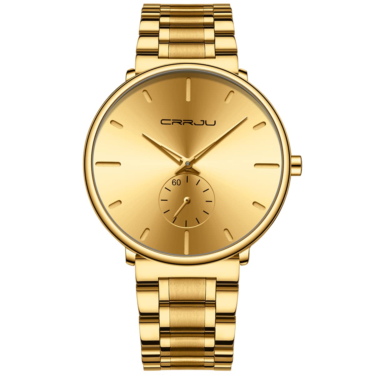 Mens Watches Ultra-Thin Minimalist Waterproof-Fashion Wrist Watch for Men Unisex Dress with Stainless Steel Band-Black Hands