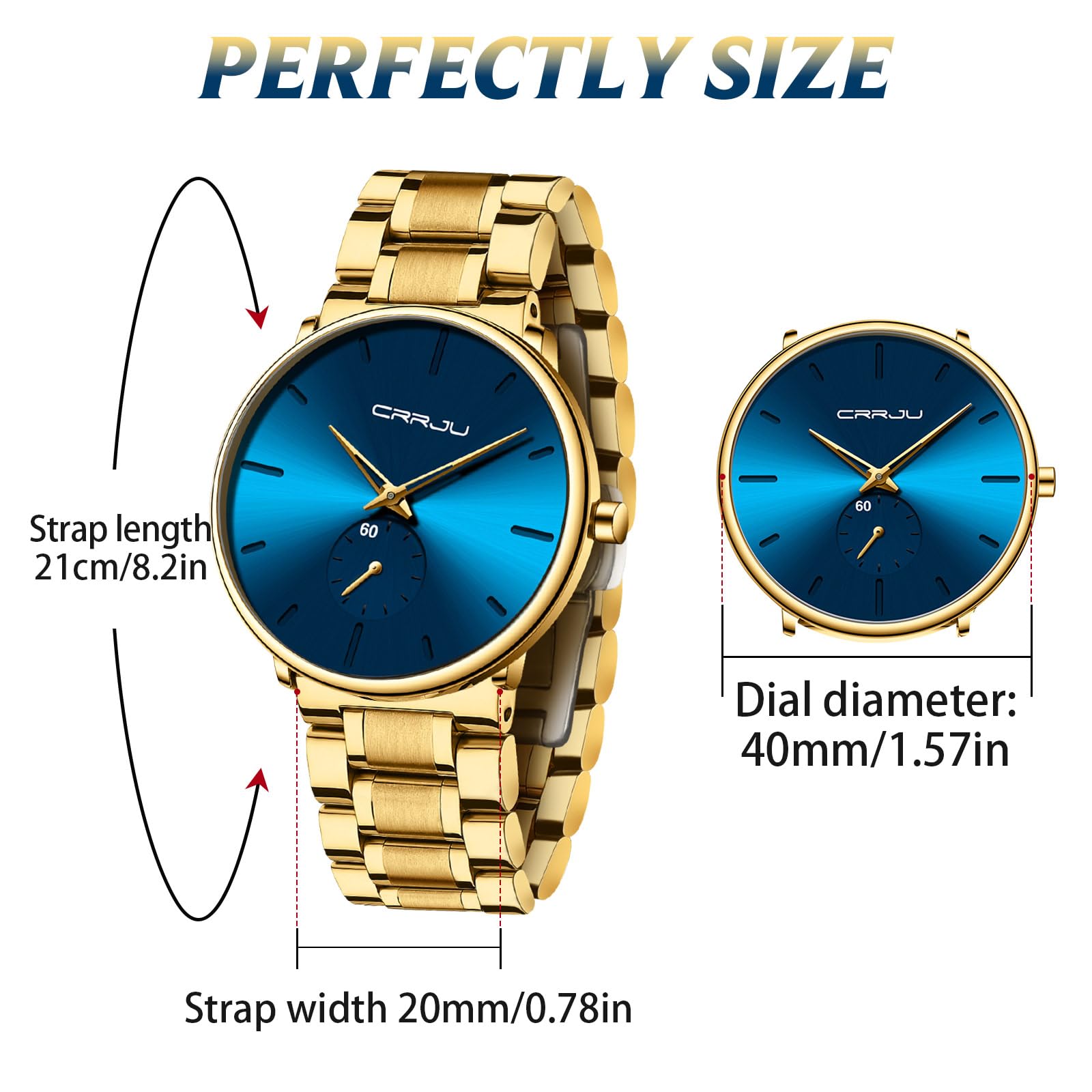 Mens Watches Ultra-Thin Minimalist Waterproof-Fashion Wrist Watch for Men Unisex Dress with Stainless Steel Band-Black Hands