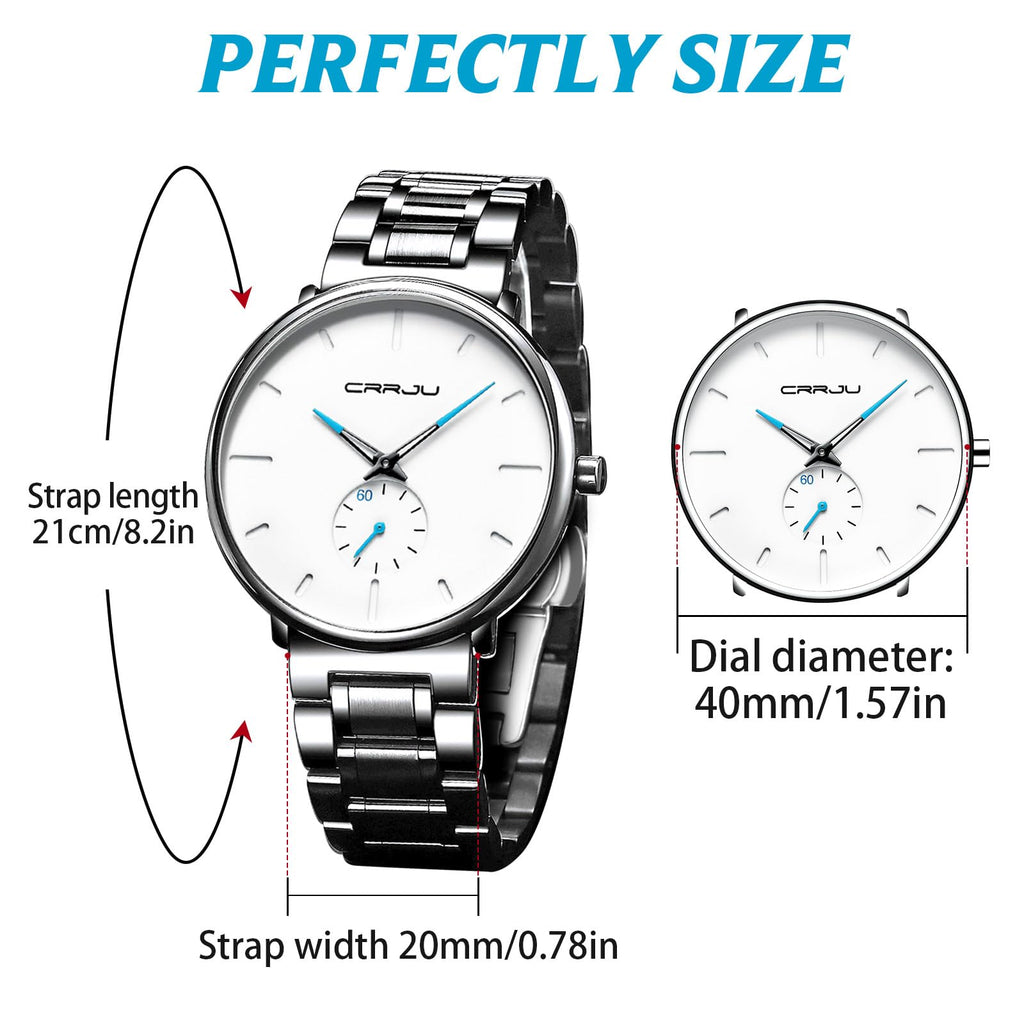 Mens Watches Ultra-Thin Minimalist Waterproof-Fashion Wrist Watch for Men Unisex Dress with Stainless Steel Band-Black Hands