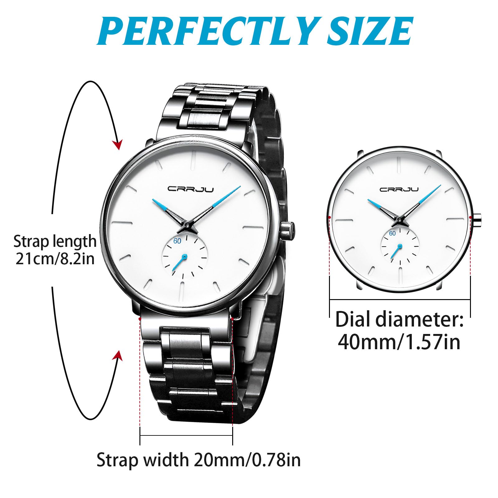 Mens Watches Ultra-Thin Minimalist Waterproof-Fashion Wrist Watch for Men Unisex Dress with Stainless Steel Band-Black Hands